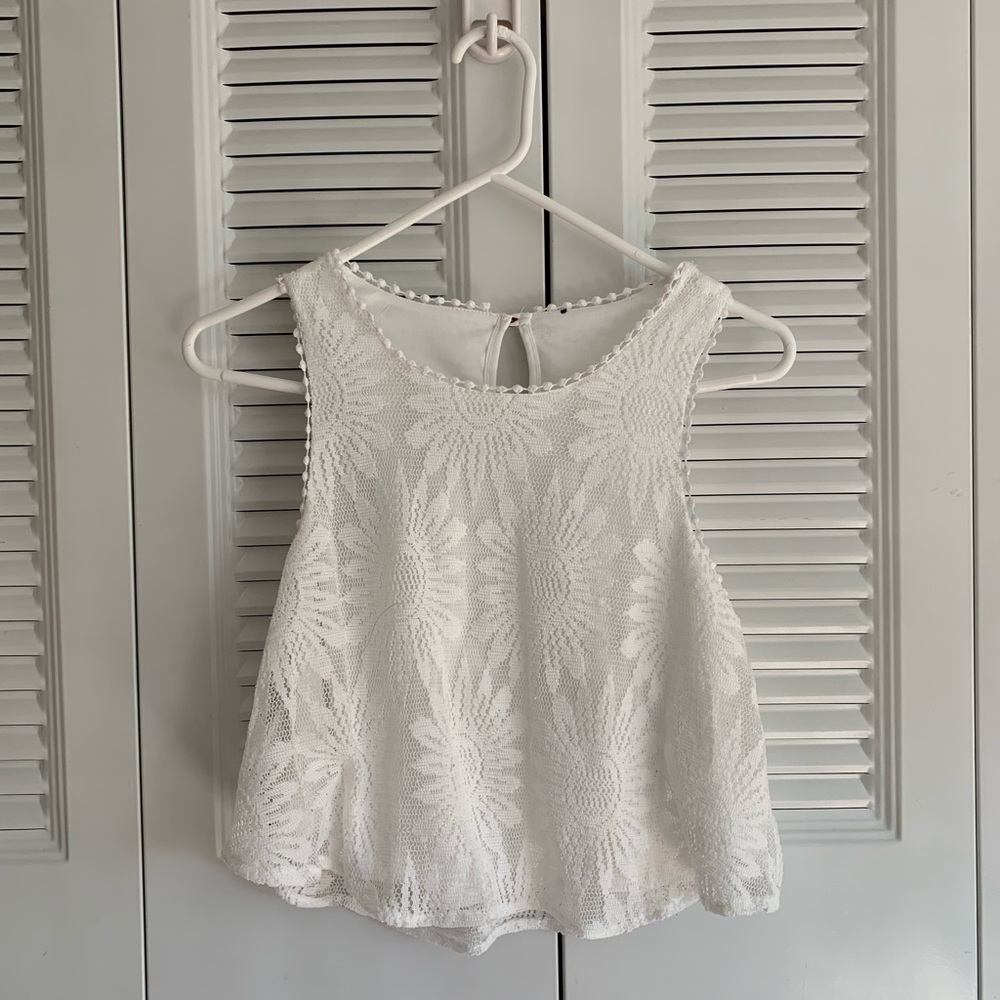 floral lace white top